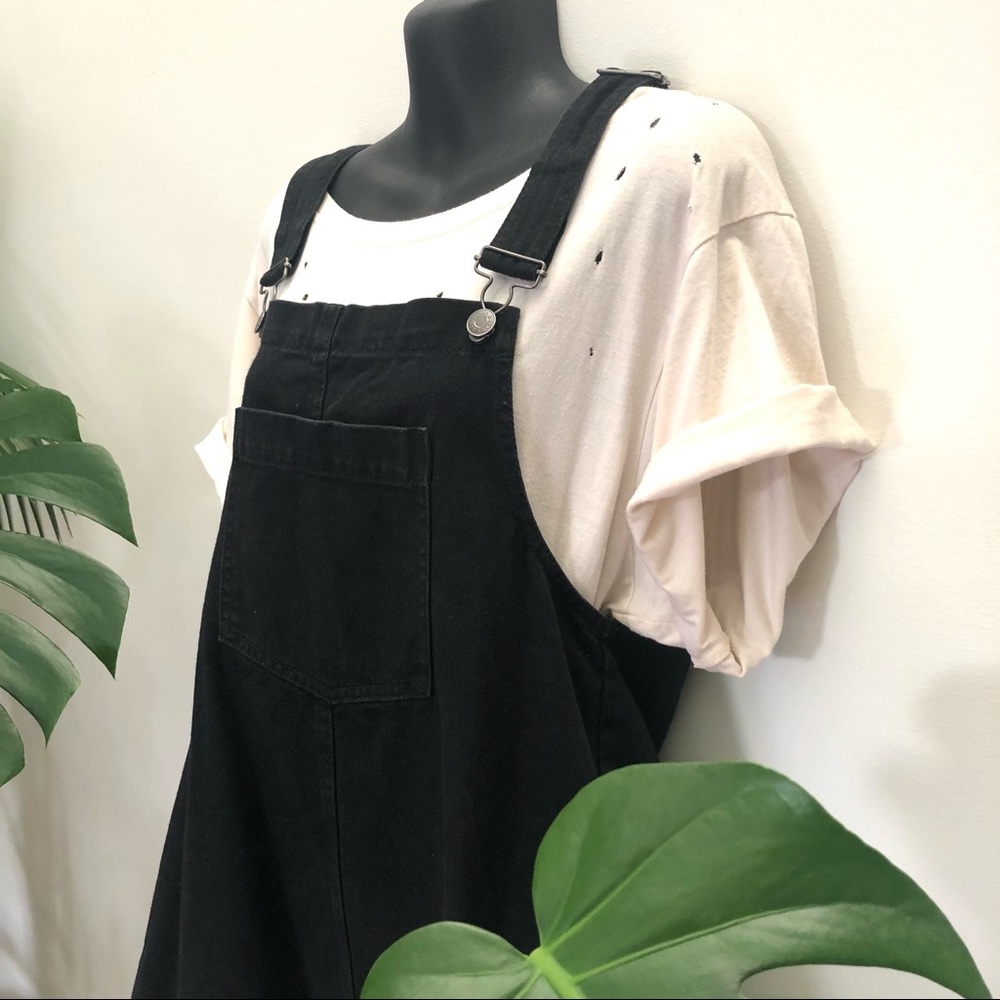 Pull & Bear Black Pinafore Dress Denim Overalls - Picture 6 of 10